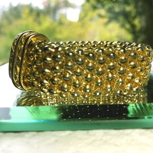 Vintage Bracelet,Gold Slinkey Beehive Weave